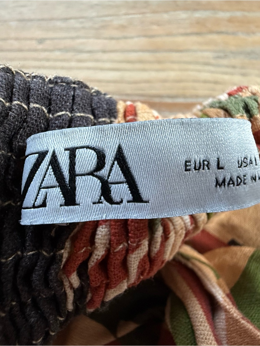 Zara Strapless Tropical Print Top in Beige, Green, Rust, Navy - Picture 3 of 3
